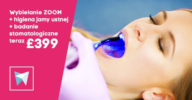 Wybielanie metodą ZOOM w gabinecie + badanie stomatologiczne + higiena jamy ustnej! Już teraz 399 £ zamiast 559 £